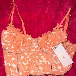 Pink zip up tank top